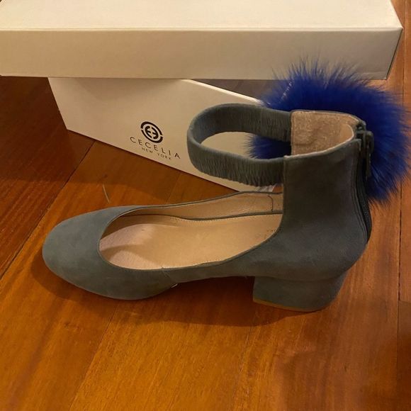 Cecelia New York Liv INK Genuine Fox Fur Block Heel Dress Pump - Picture 3 of 6